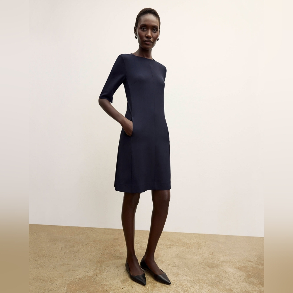 M.M. LAFLEUR The Emily Dress - Recycled WonderTex Dark Navy Blue